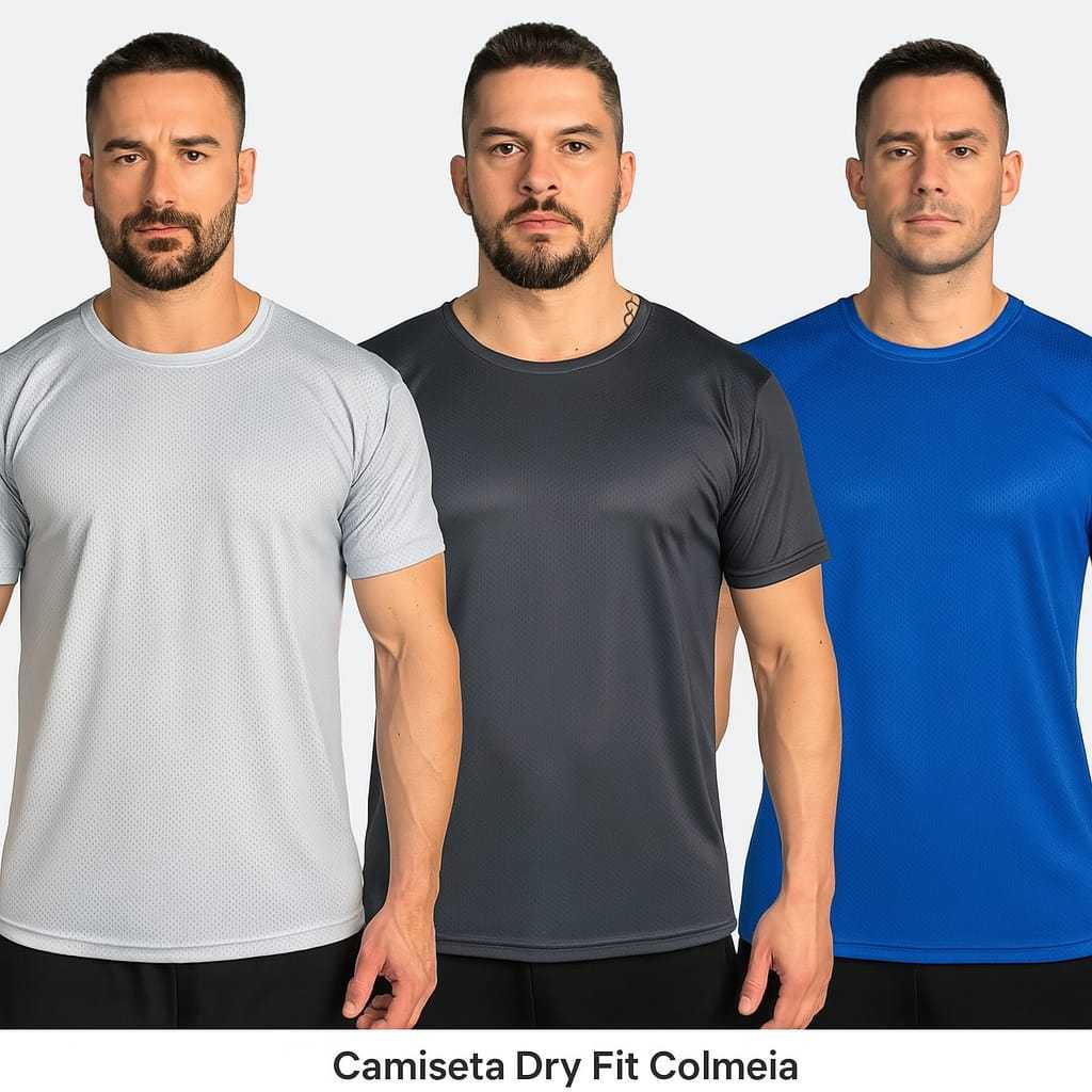 Kit Camisas Camisetas Masculina Dry Fit Colmeia Premium Lisa Academia Corrida Casual Esportes