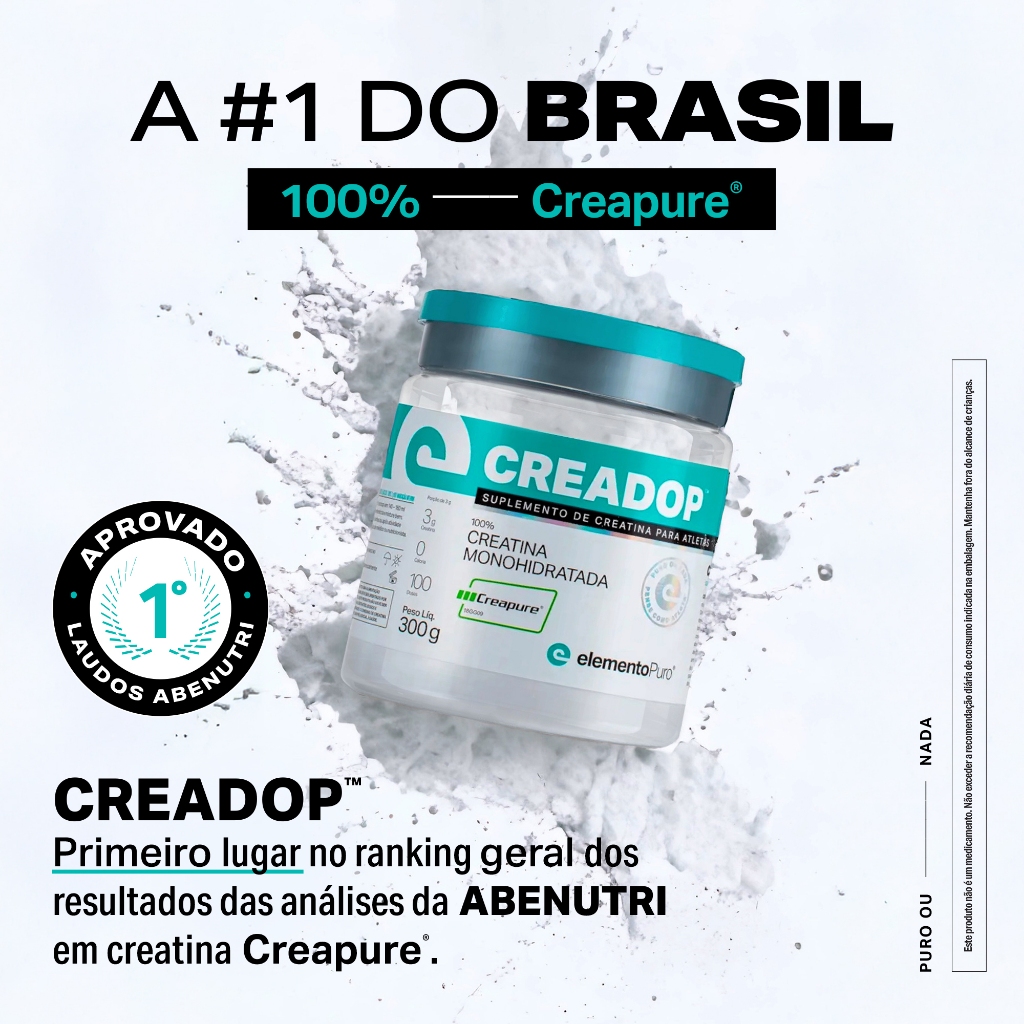 Detalhes do Creatina Creapure® 300g CREADOP Creatina Monohidratada 100% Pura c/ Matéria-prima Alemã elementoPuro