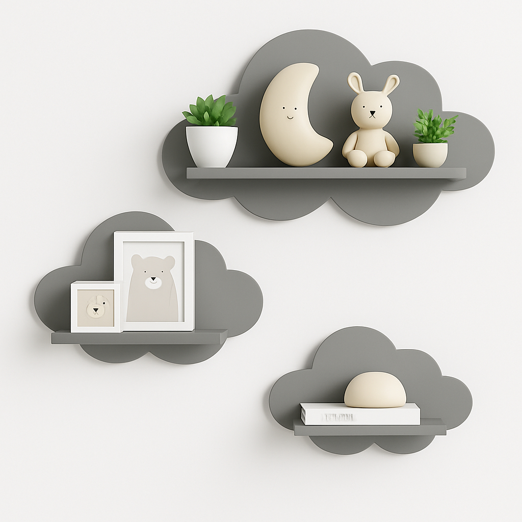 Trio De Nichos Nuvem Em Mdf - Quarto De Bebê em Oferta na Shopee