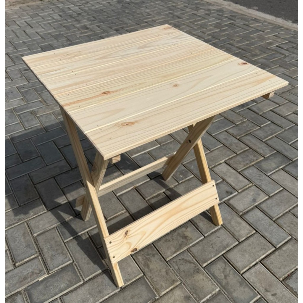 Mesa Dobrável Ripada Parafusada 60x60x76 cm – Estilo Rústico e Alta Durabilidade em Oferta na Shopee