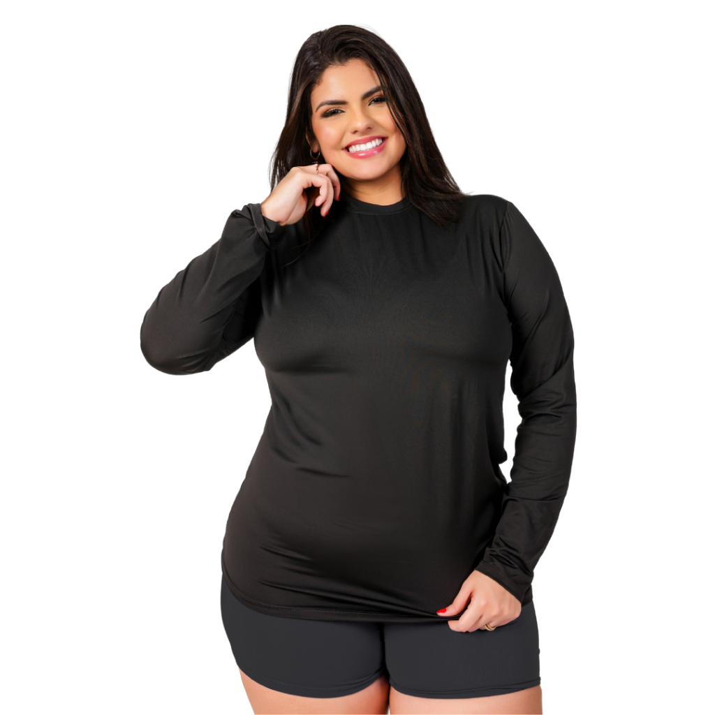 Blusa Plus Size Feminina Proteção Solar UV50+ Segunda Pele Térmica G1 ao G4