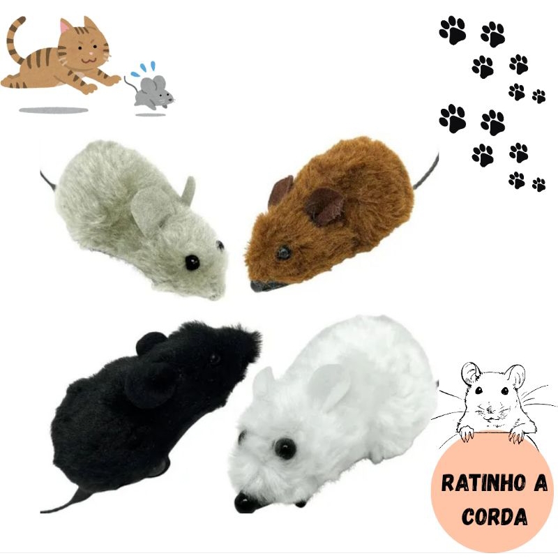 Ratinho a corda para Gatos brinquedo interativo pelúcia rato