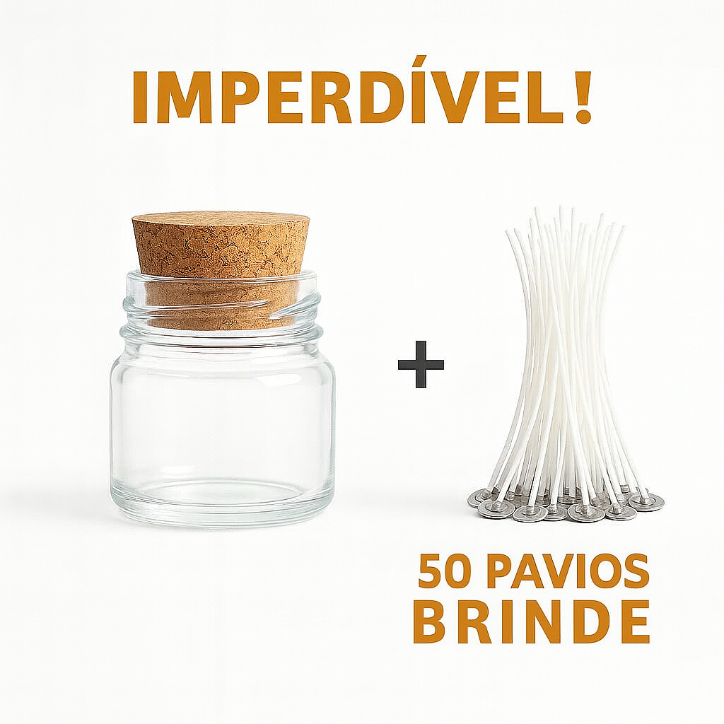 50 Potes P/ Vela C/ Rolha + 50 Pavios P/ Vela 10cm Charmoso em Oferta na Shopee