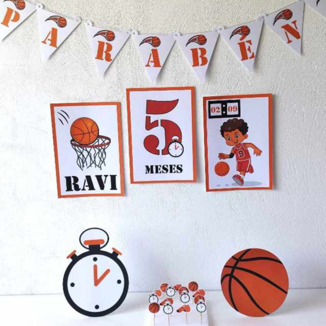 Kit festa na mesa Basquete/Decoração infantil só um bolinho/Mimo personalizado/Aniversário/Mesversário