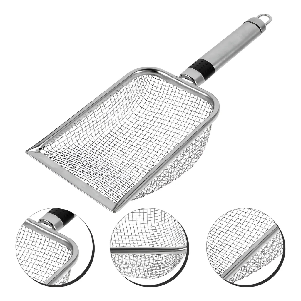 Pá Peneira de Areia Coletora Higiênica Pet Gato Cachorro Lagarto Aço Inox - Caixa de Areia em Oferta na Shopee