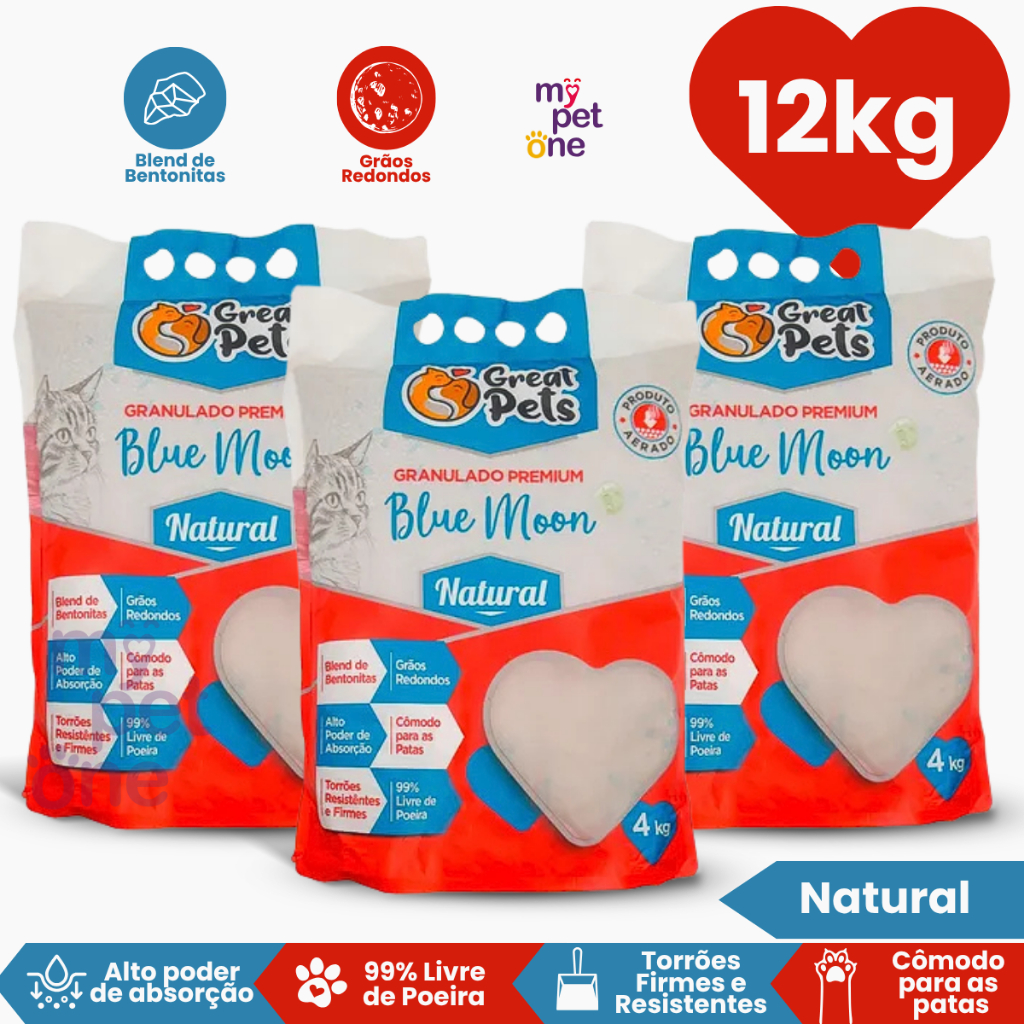 Kit 3 Areia Bentonita Esférica Premium Great Pets para Gatos - 4 Kg em Oferta na Shopee