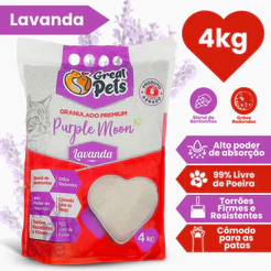 Areia Bentonita Purple Moon Premium Lavanda Great Pets para Gatos - 4 Kg