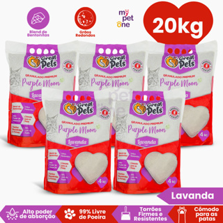 Kit 5 Areia Bentonita Esférica Premium Lavanda Great Pets para Gatos - 20Kg em Oferta na Shopee