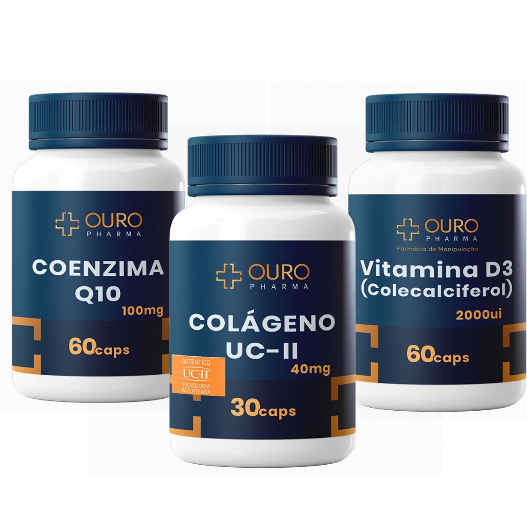 KIT Suplemento Colágeno UC-II 40mg, Coenzima Q10, Vitamina D3