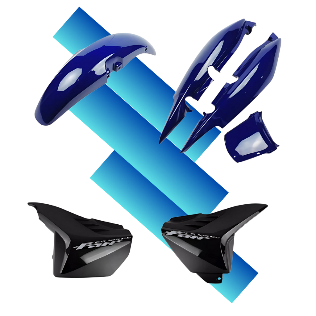 Kit Carenagem Completo Fan 125 Azul com Adesivos Faixa Tanque 2009 2010 2013 Ks Es