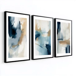 Kit 3 Quadros Decorativo 40x60 Com Moldura Abstrato Moderno Sala Quarto