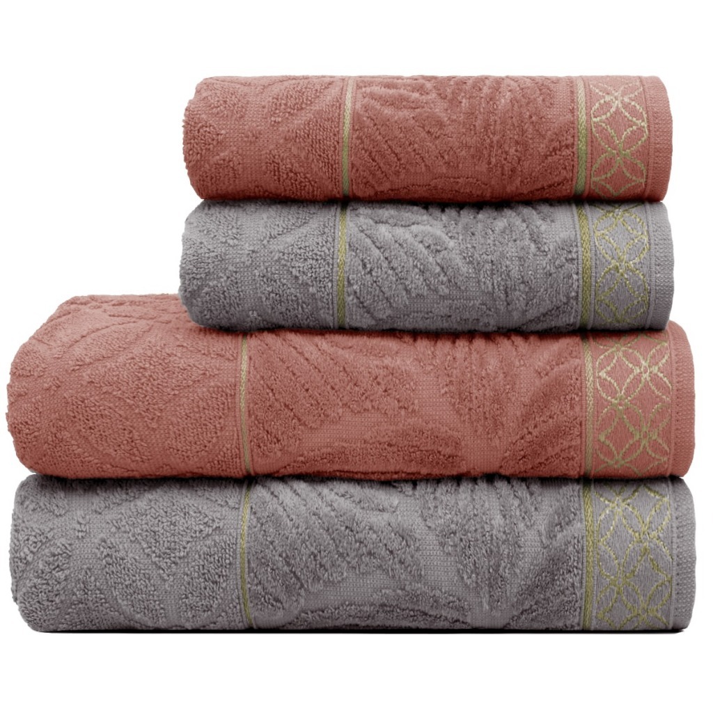 Jogo 2 Toalhas de Banho + 2 Toalhas de Rosto Grossa Macia Textura em Jacquard 100% Algodão 420g/m² em Oferta na Shopee