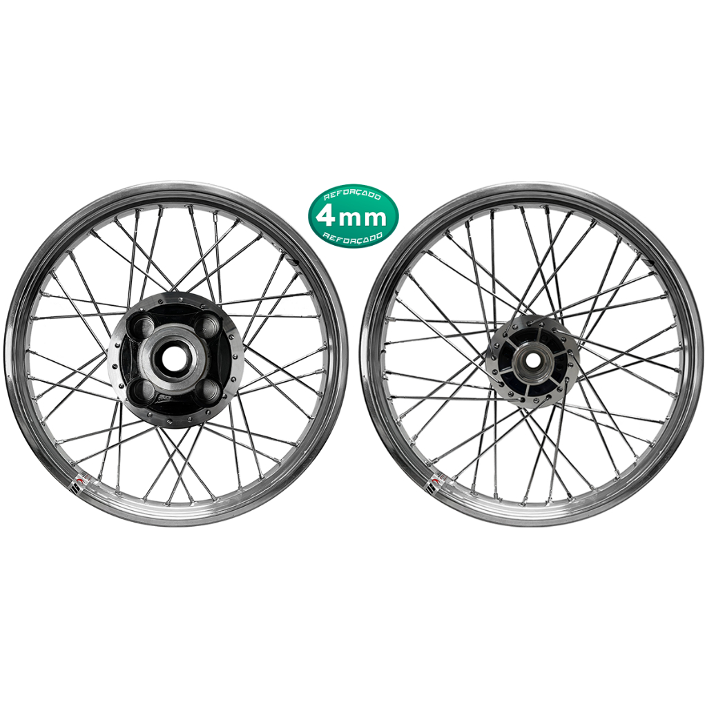 Par Roda Aro Viper Polido Raio 4mm Cromado Honda Ml 125 Cg 83 Á 99 Freio Á Disco
