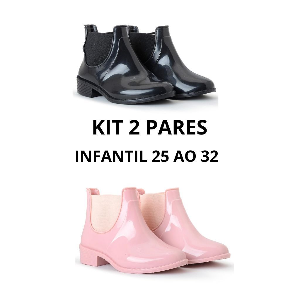 Kit Bota Infantil de Menina Coturno Galocha Moda