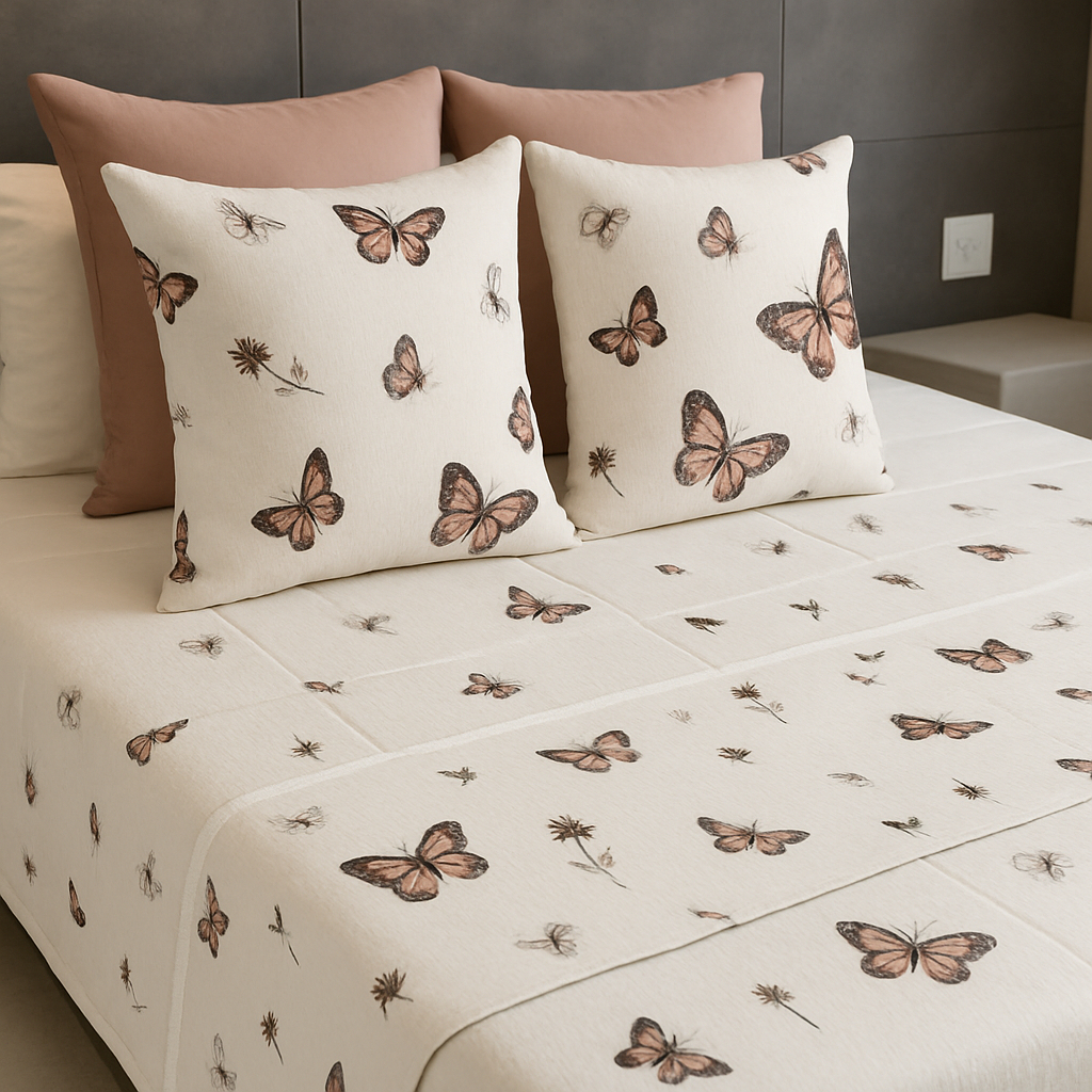 Kit Cama Posta Coleção Malí – Peseira + 2 Almofadas | Piquet | Solteiro, Casal, Queen