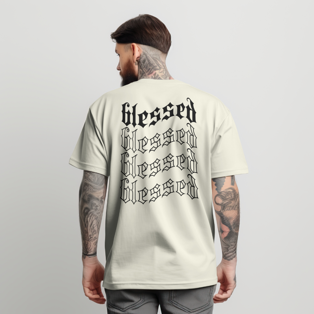 Camiseta Oversized Streetwear Masculina Unisex 100% Algodao Blessed Abencoado