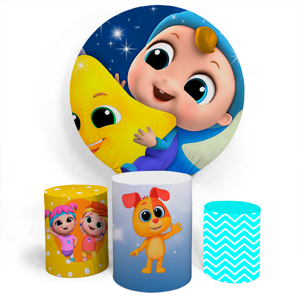 Kit Capa Painel De Festa Circular E Capa Trio Cilíndro Decoratrivo Temático Little Angel em Oferta na Shopee