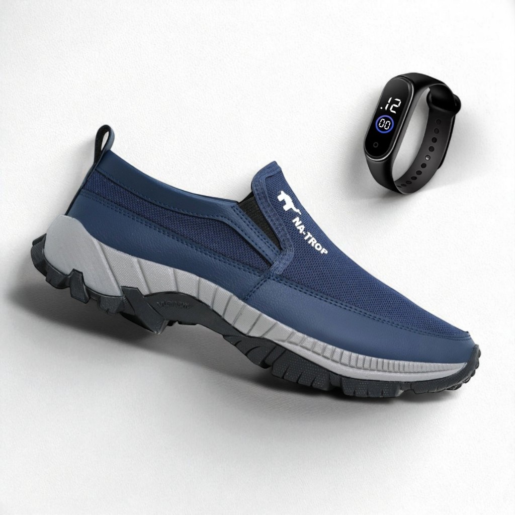 Kit Tenis Sapatilha Masculino Moderno Aquatico Adventure Costurado Resistente + Relogio