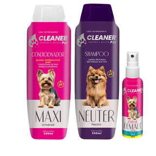 Kit Shampoo para Cachorro Neutro + Condicionador 500ml + Perfume 60ml Kit Banho Cachorro Shampoo Pet Cheiroso UP Clean