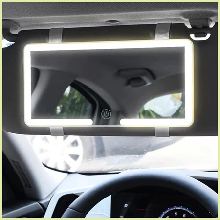 Espelho com led para carro para maquiagem recarregável retrovisor visor Com 3 Modos De Luz