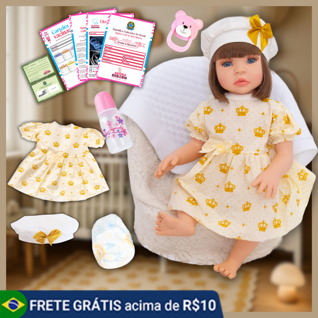 Boneca Bebê Reborn Original Realista de Silicone Menina Pode Dar Banho Envio Imediato - Mom & Baby