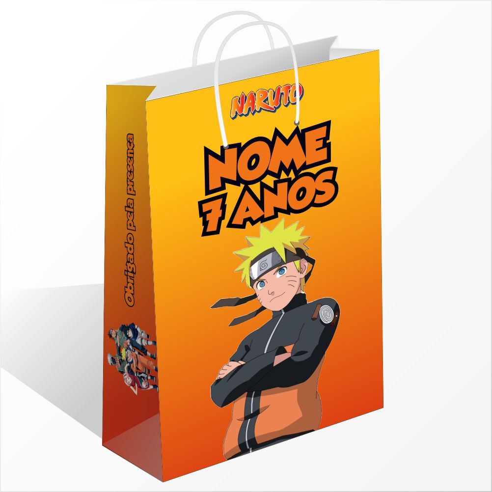 Sacolinha Personalizada Naruto Shippuden Personalizada Com Nome Lembrancinha de Festa