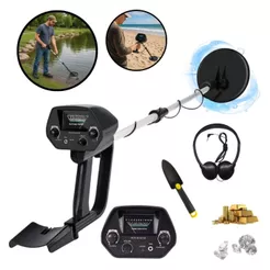 Detector de Metal 1,5m Completo – Pá, Fone, Bobina Impermeável, Pinpoint e Ajuste de Sensibilidade