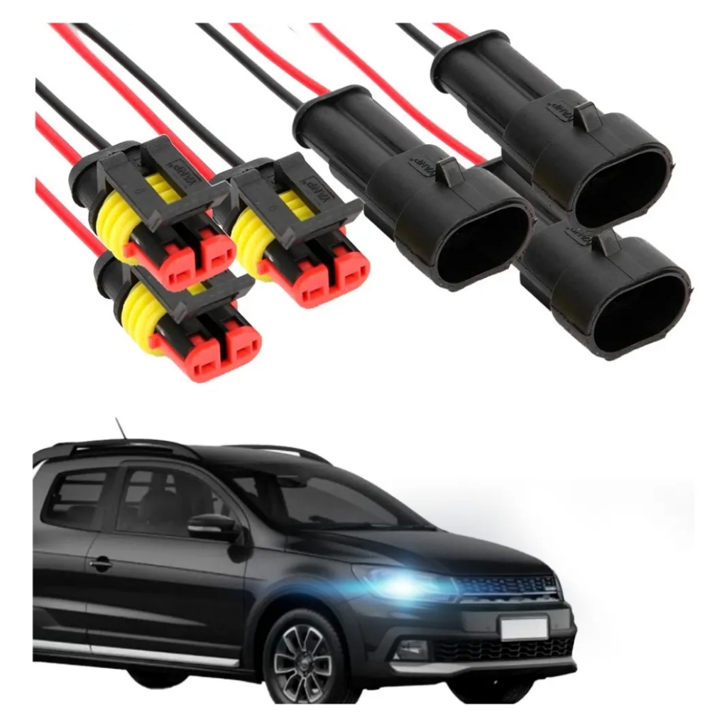20 Conector Automotivo 2 Vias Terminal Impermeável Selado