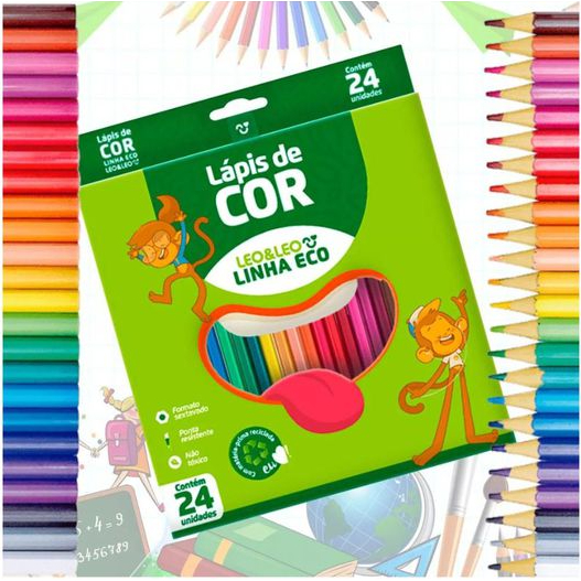 Lápis 12 Cores Mini Redondo Ecologico Flex Leoeleo