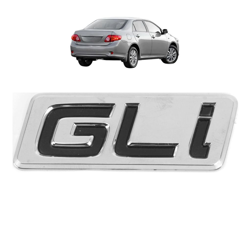 Emblema Letreiro GLI Corolla 2009 a 2023 Cromado com Preto