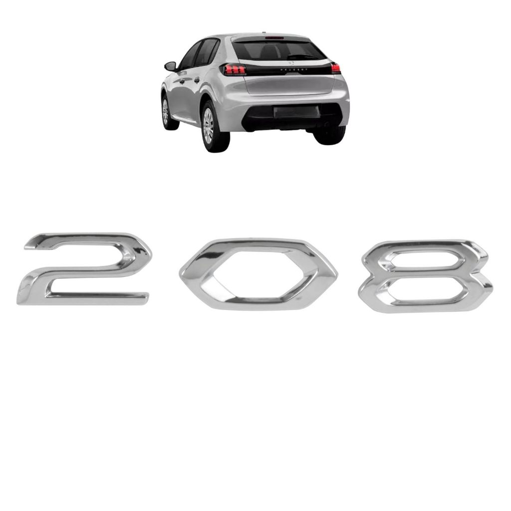 Imagem Emblema Letreiro 208 do Peugeot 208 2020 a 2024  Emblema traseiro