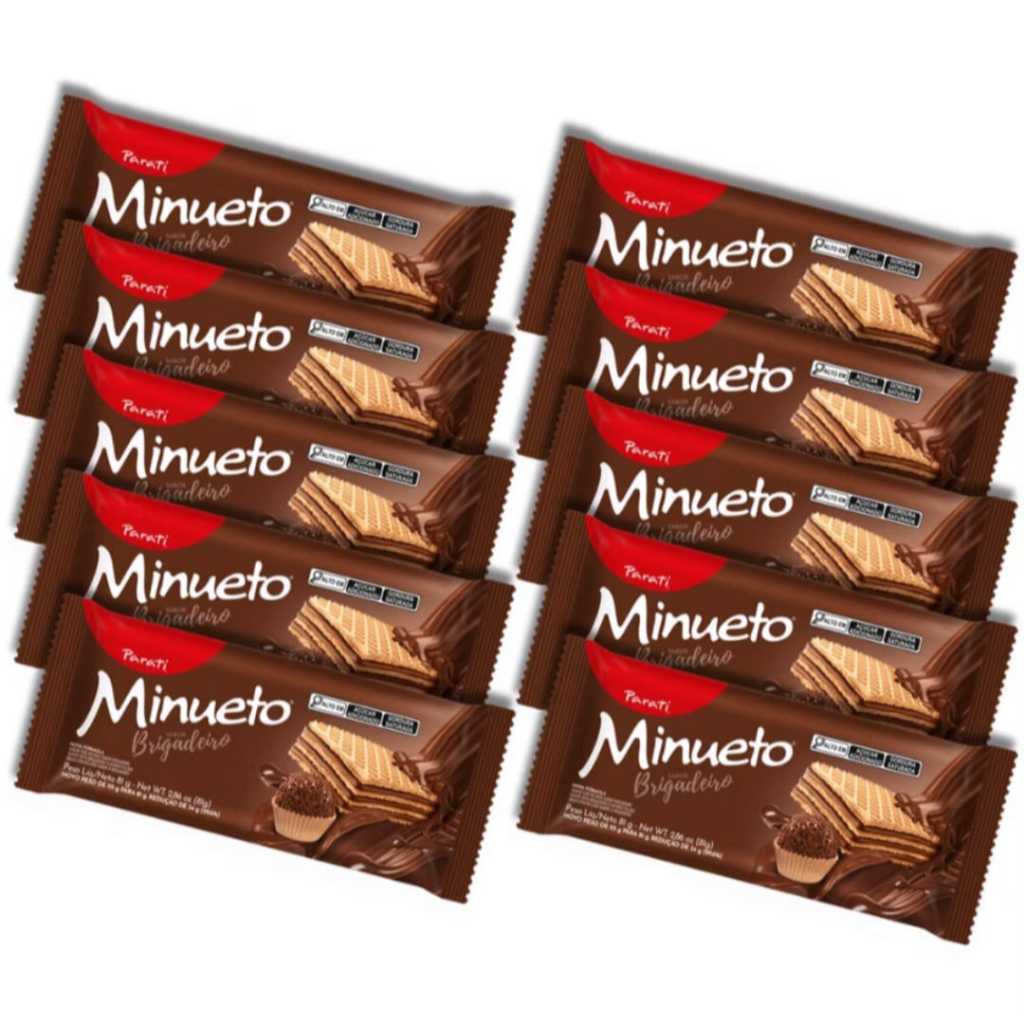Pack 10un Biscoito Wafer Recheado Parati Sabor Brigadeiro