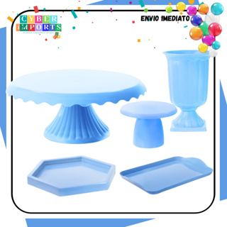 Kit Boleira Novidade de festa com Cake Renda 22cm +1 Vaso grego +1 Mini Slim +1 Mini Sextavada +1 Bandeja 20x13 em Oferta na Shopee