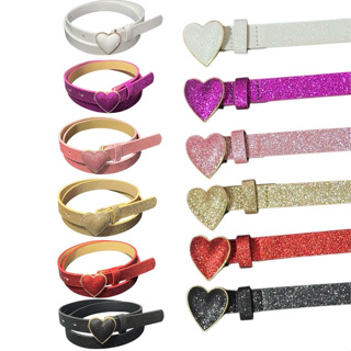 Cinto Infantil Colorido Glitter Fivela de Coração em Oferta na Shopee