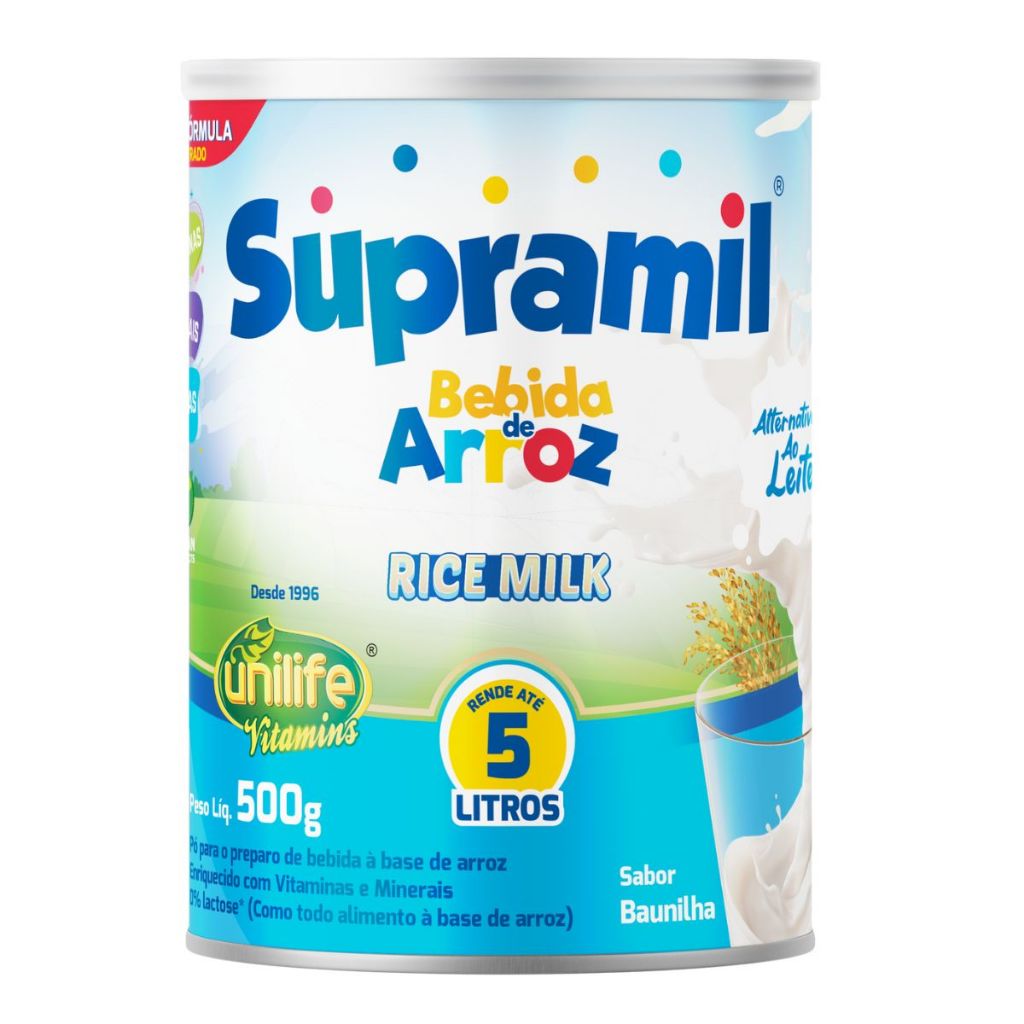 Bebida de Arroz Rice Milk Kids Supramil Baunilha 500g - Unilife em Oferta na Shopee