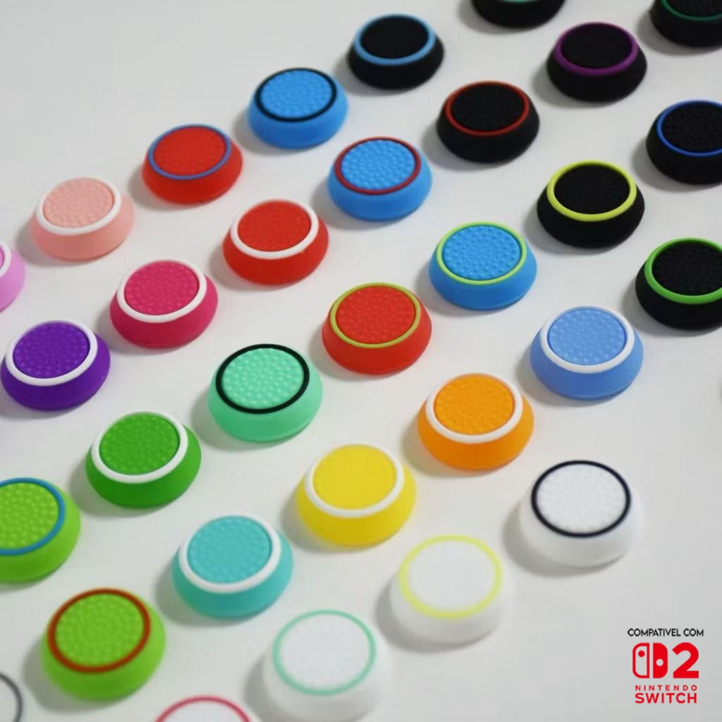 Par de Grip de Silicone para analógicos de controles de XBOX ,PLAYSTATION 2 a 5, NINTENDO SWITCH 2 e SWITCH PRO