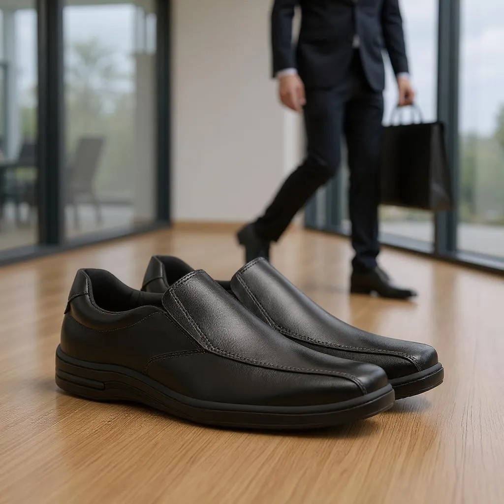 Sapato Social Calce Fácil Elegante Casual Trabalho Solado Blaqueado + Palmilha Confort em EVA 8MM Envio Imediato