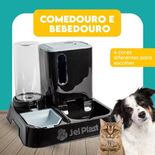 Kit Comedouro e Bebedouro Dupla Função Dispenser De Ração e Porta Petiscos 1 Litro de Água Cães e Gatos em Oferta na Shopee