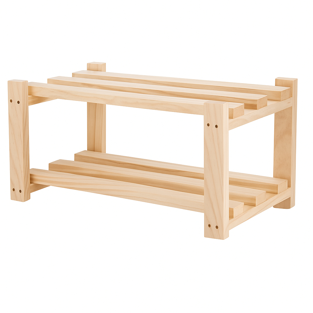 Sapateira de Madeira Banco Com 2 Prateleiras Organização em Oferta na Shopee