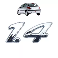 Emblema Letreiro 1.4 Carros Peugeot 2005 a 2015 Cromado