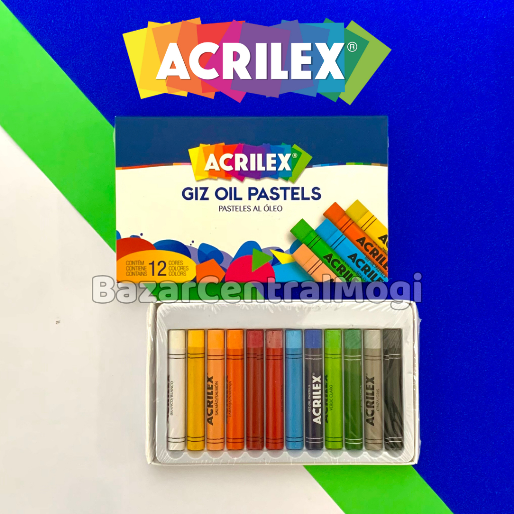 Giz Pastel Oleoso Acrilex 12 Cores Oil Pastels Artístico em Oferta na Shopee