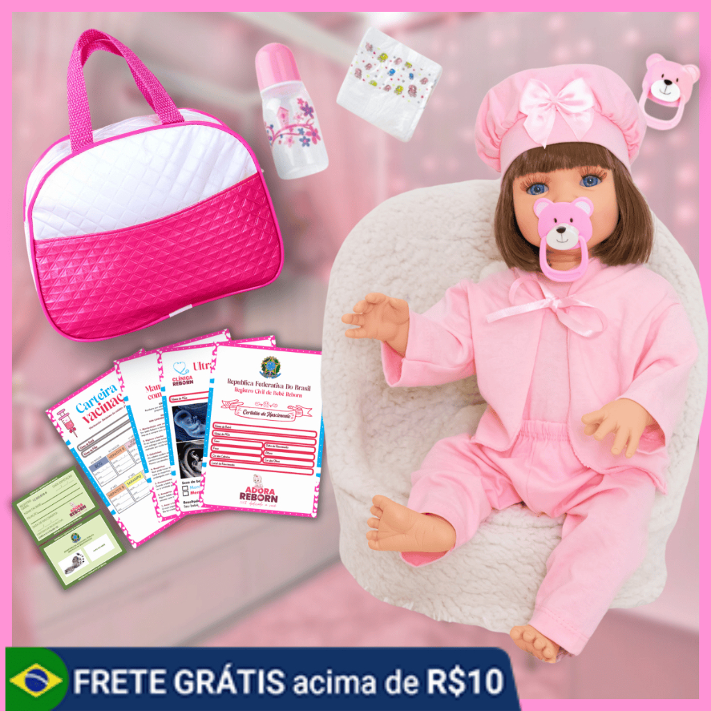 Boneca Bebê Reborn Realista Silicone Boneca Vestido e Bolsa de Maternidade - Mom & Baby