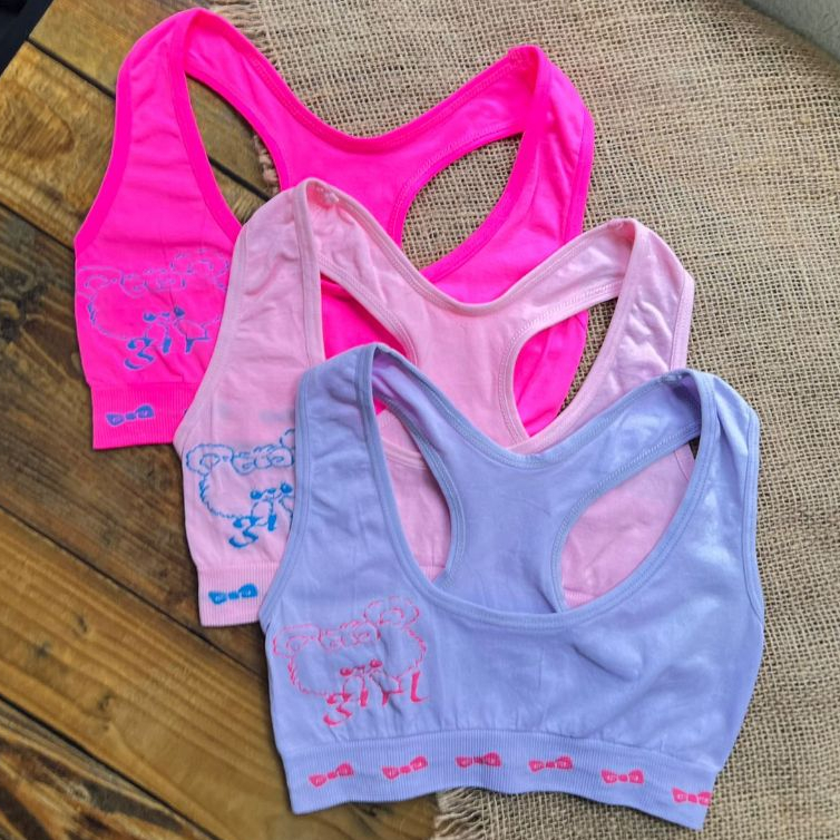 Kit 2 Top Sutiã Infantil Menina Moça Sem Bojo Confortável Para o Dia a Dia Tecido de Meia
