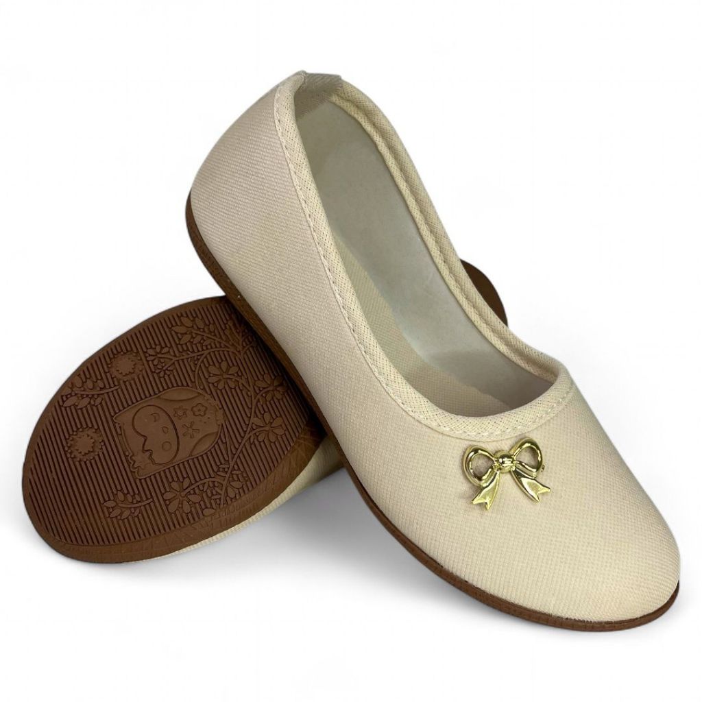 Sapatilha Infantil Feminina Tecido Laço Dourado 26 ao 33 Várias Cores