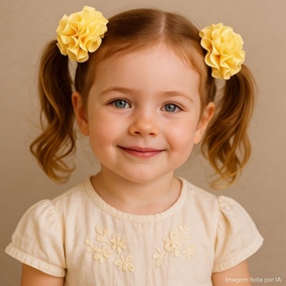 Par de pompom de fita laço de menina colorido no bico de pato em Oferta na Shopee