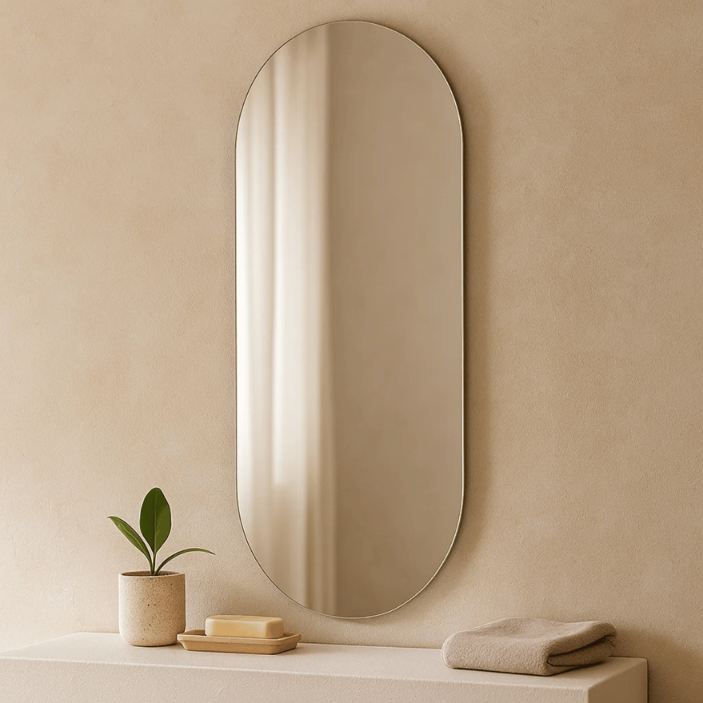 Espelho Orgânico Oval Grande Corpo Inteiro 1 Metro Sala Quarto Banheiro Decoração Moderno em Oferta na Shopee