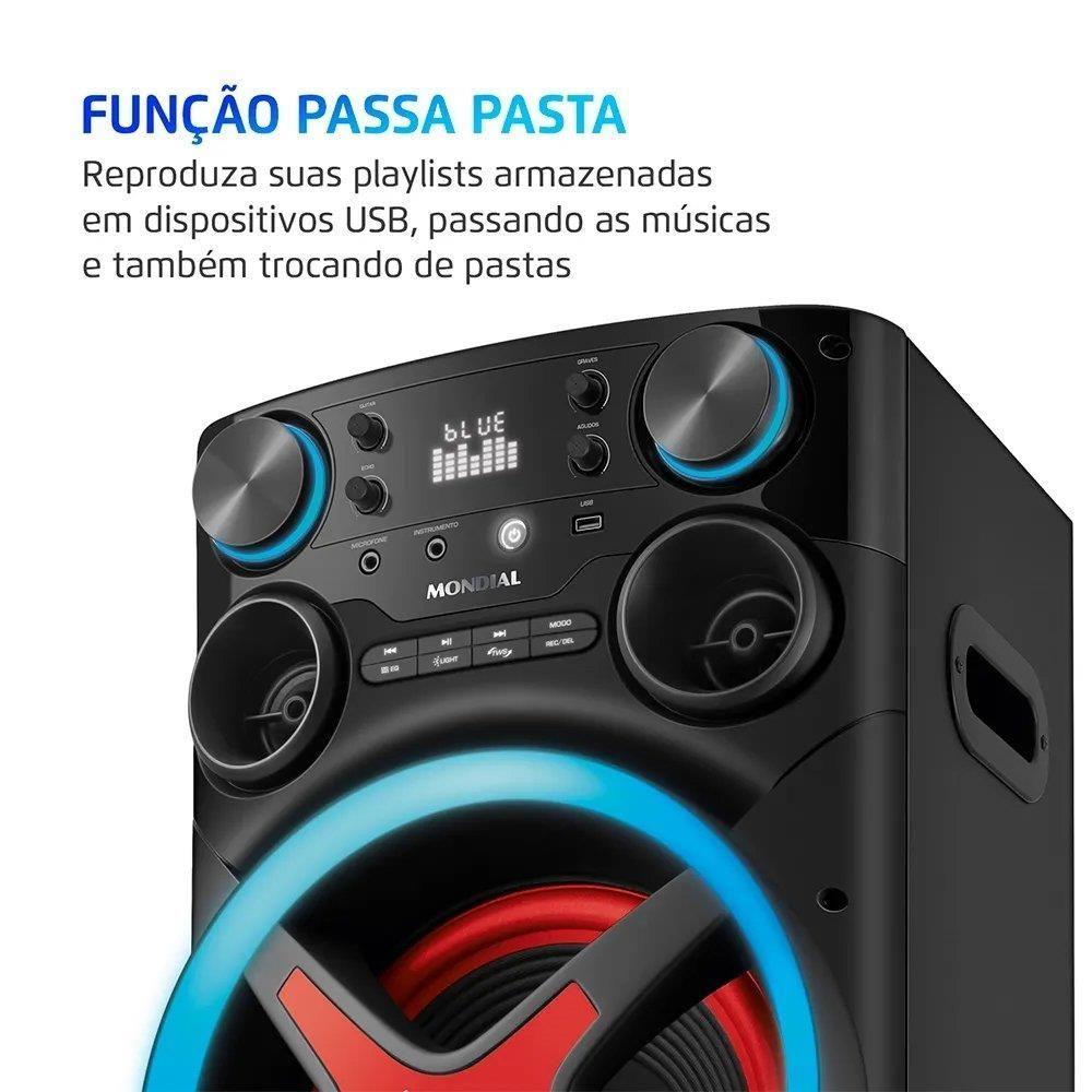 Caixa de Som Amplificada Mondial Torre de Som Tm-2200 - Entrada Usb, Bluetooth 5.3, Preto, 2200w, Bivolt - detalhe