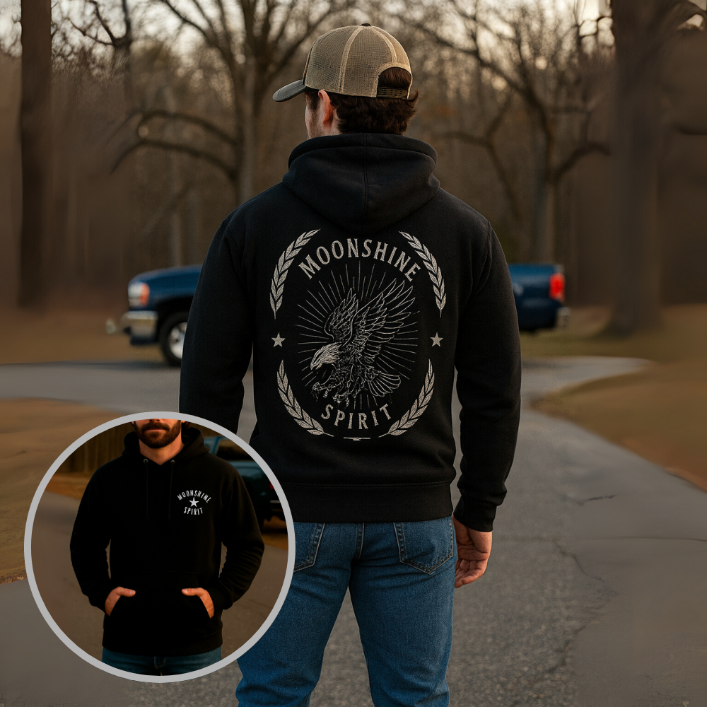 Moletom com Capuz Masculino Moonshine Spirit Estrela e Águia Flanelado Country Rodeo Western