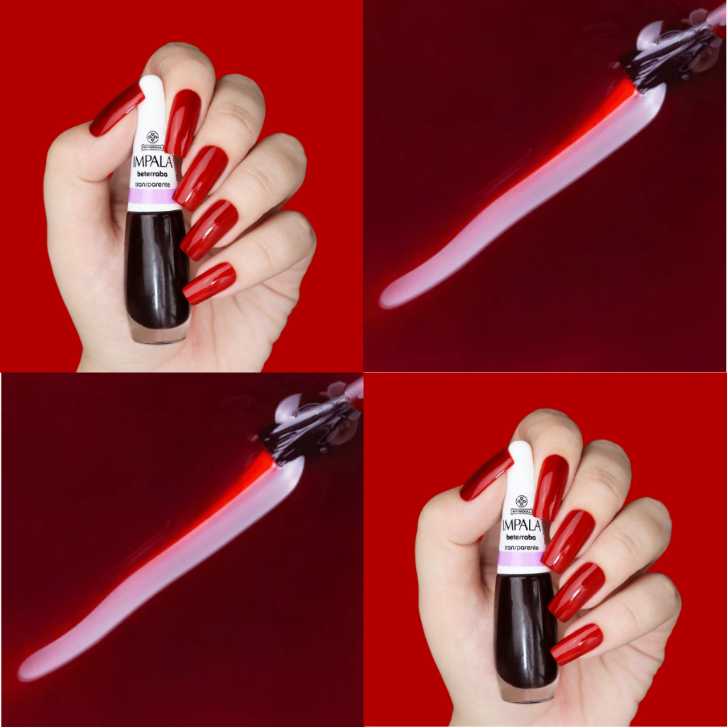 Kit 2 Esmaltes Impala Tons Escuros Preto e Beterraba Tendências Mais Vendidas Manicure