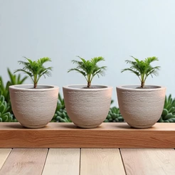 Kit 03 Vasos para Planta Flor Casa Jardim Varanda Polietileno Bojo Escovado com prato Coletor